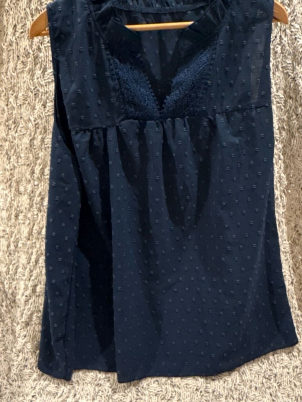 Navy Swiss Dot Sleeveless Blouse